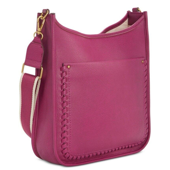 Style & Co Whipstitch soft faux-leather medium Crossbody Purse Twinberry Pink - Picture 3 of 10